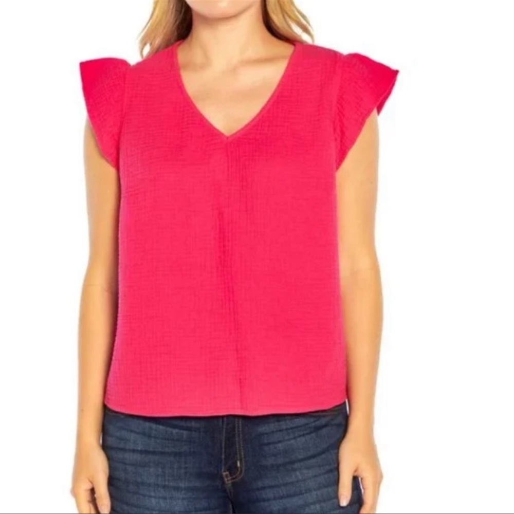 NWT Three Dots Double Gauze Short Sleeve Top Pink Women’s Size XXL